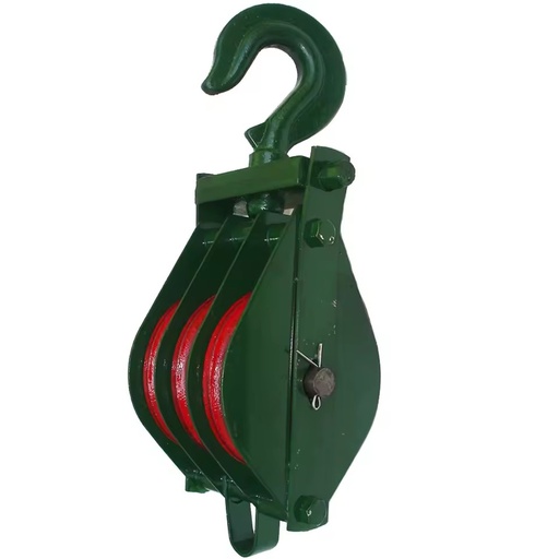 2-12" Enclosed Wire Rope Pulley Three Wheel Hook Type Lifting Pulley Block Galvanized Swivel Pulley