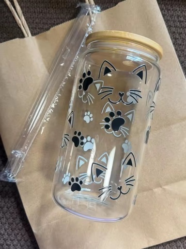Gradient Jelly Candy 16oz Borosilicate Clear Glass Tumbler Eco-Friendly BPA Free Luxury Sublimation Soda Beer with Straw Lid