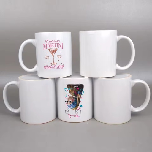 RTS 11oz White Blank Coated Mugs Ceramic Sublimation Blank Travel Coffee Tea Mugs