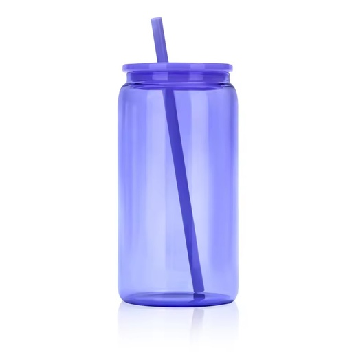 New Design 16oz Sublimation Ombre Glass Can Cup PP Plastic Lid Straw Mixed Colors Frosted/Clear BPA Free Thermos 12/24hr
