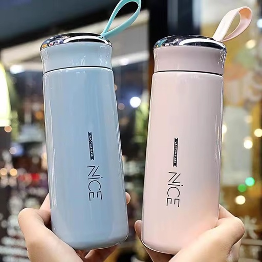 Portable 400ml Double-Layer Glass Travel Thermos Bottle Transparent Durable Coffee Mug Drop-Proof Leak-Proof Twist Cap