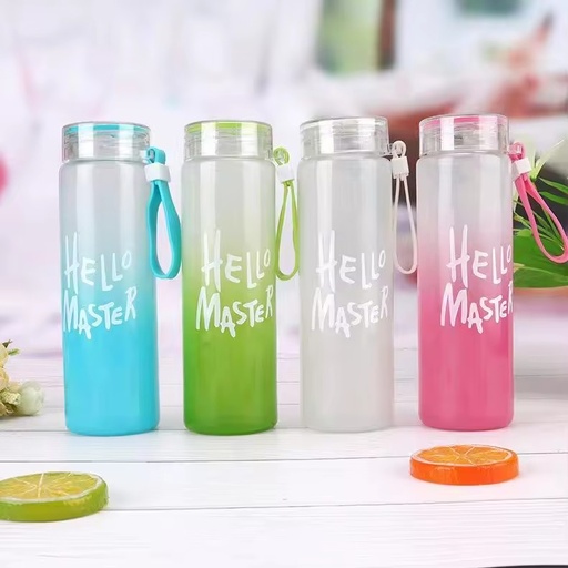 Glass Cartoon Gradient Frosted Custom Logo Portable Leak-Proof Drop-Proof Outdoor Sports Drinking Cup Lid Wholesale Colorful
