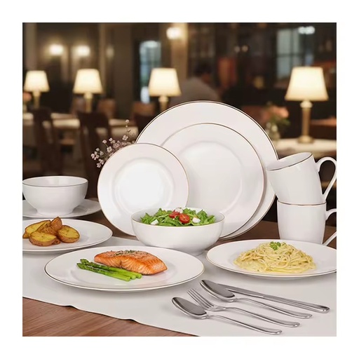 Luxury 16-Piece Ceramic Substrate Dinnerware Set European Minimalist Design Crackle Glaze Microwave Safe Eco-Friendly Wedding