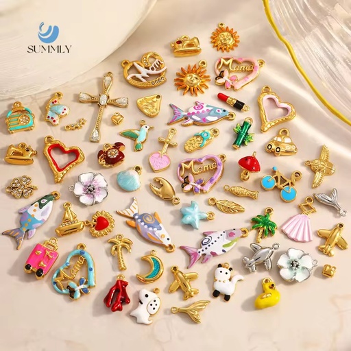 SUMMLY 18k Gold Plated Stainless Steel Bracelet Charms for Jewelry Making DIY Custom Fashion Jewelry Pendants Charms