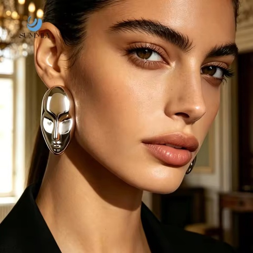 SUMMLY Modern Art Abstract Face Sculpture Earrings 18K Gold Plated Stainless Steel Waterproof Hypoallergenic Fashion Jewelry
