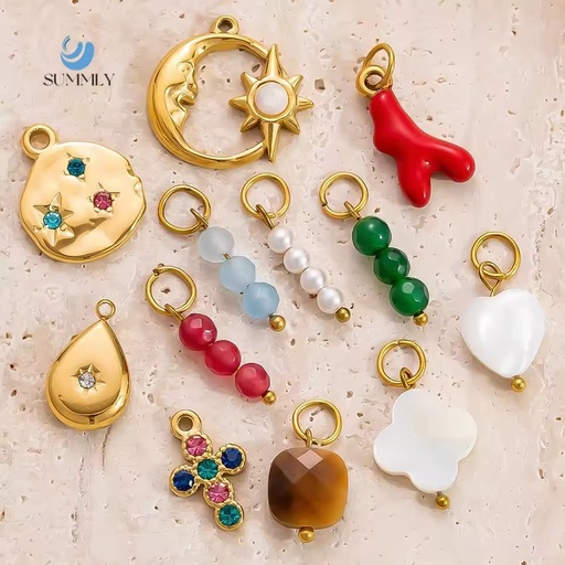 SUMMLY Handmade DIY 18K Gold Plated Stainless Steel Accessory Fine Pendant Charms for Necklace Bracelet Fashion Jewelry