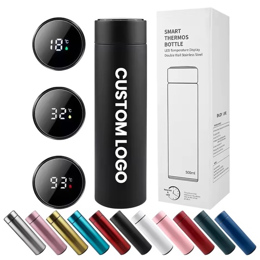 500Ml Portable Smart Digital Thermos Vacuum Flask Double Wall Stainless Steel Insulated Led Water Bottle With Tea Infuser