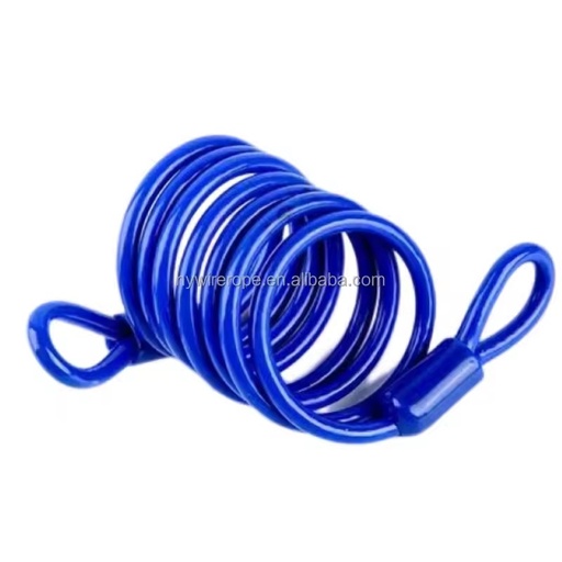 Clear PVC Coated Stainless Steel Wire Rope Coil Spring Lanyard Cable with Plastic Covering Terminals