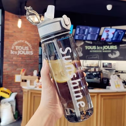 Custom Logo Summer Reusable Sports Cycling Water Bottle BPA-Free Simple Clear Plastic with Straw and Lid