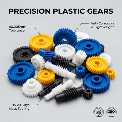 OEM Custom Precision CNC Machining Small PA66 Nylon Plastic Gears Pinion Cutting Extruding Injection Molded Hardware ODM