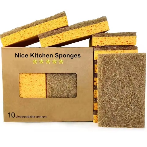 Sisal Pulp Cotton Eco Friendly Biodegradable Natural Kitchen Sponge Limpieza Compostable Cellulose and Coconut Scrubber Sponge