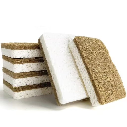 Popular Biodegradable Natural Kitchen Sponge Compostable Cellulose and Coconut Easy Clean Scrubber Sponge Eco Friendly Sponge
