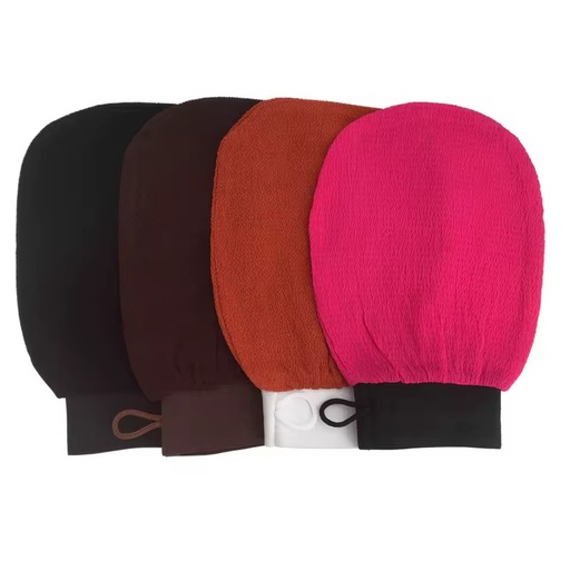 Custom Logo and Packing Stretchy Wristband Bath Gloves Exfoliating Body Wash Scrub Gloves With String Loop Design for Shower