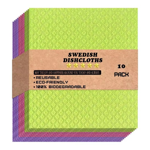 Wholesale Compostable Swedish Dishcloth Kitchen Cleaning Cloth Biodegradable Custom Printed Cellulose Sponge Cotton Dish Cloth
