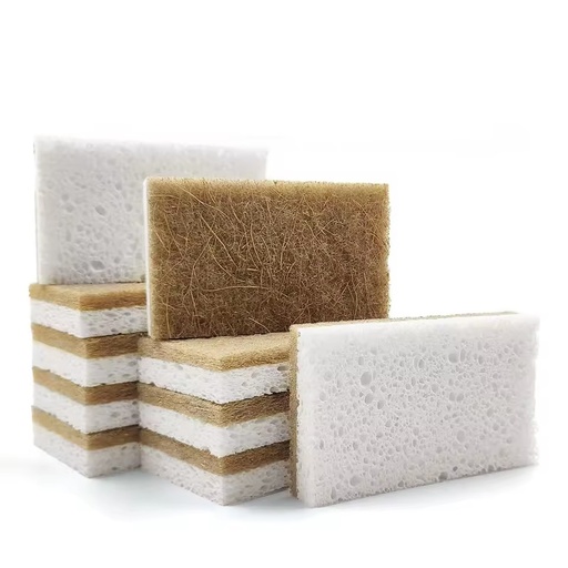 Popular Biodegradable Natural Kitchen Sponge Compostable Cellulose and Coconut Easy Clean Scrubber Sponge Eco Friendly Sponge