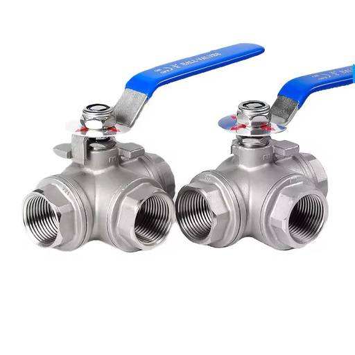 Factory 304/316L Stainless Steel Three Way Female Thread Ball Valve Manual T Port Pipeline Flow Control Valve