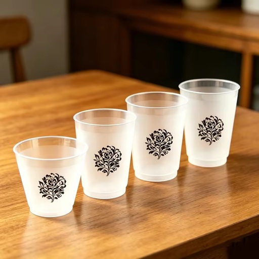 9oz pp Plastic Customized Logo 2oz Shot Glass Classic Frosted Wine Sublimation Cup for Whiskey Bar Parties Weddings Bride Shower