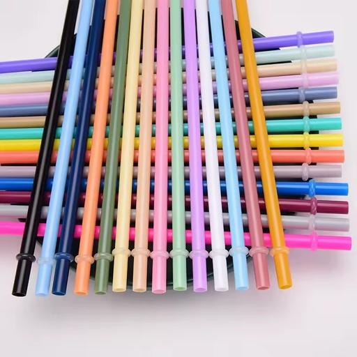 Factory Direct Supply of 7mm Diameter Straws Solid-color Plastic Cup Accessories Straws Reusable Straws