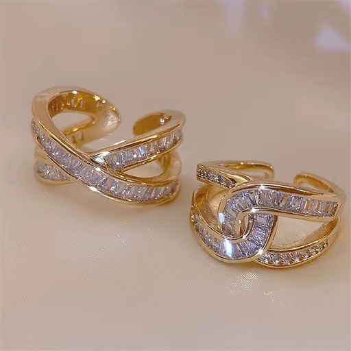 Wholesale New Exquisite Gold Plated Copper Rings with Zircon Fashionable Elegant Geometric Cocktail Rings for Women's Daily Use