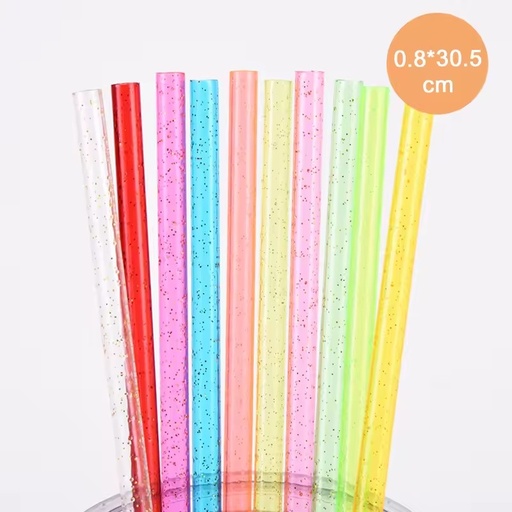 2026 New 0.8cm Diameter TRITAN Reusable Glitter Colorful Sequin Powder Straw Customized Brand Model A613