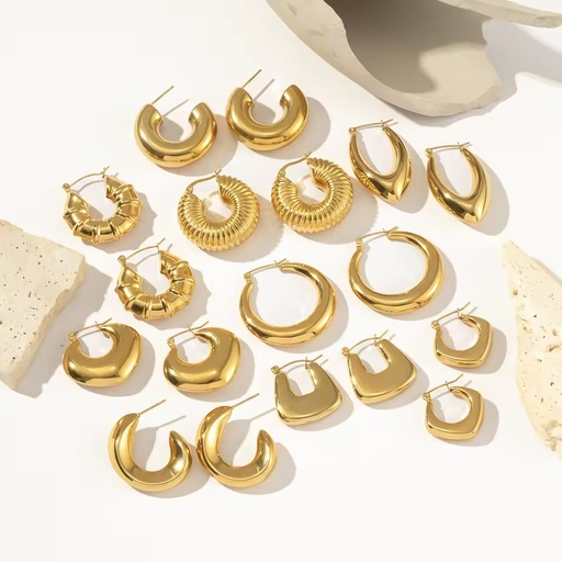 Stainless Steel Ear Cuff 18K PVD Gold Plated Jewelry Pendientes Para Hombres C Earrings Hoop for Women Accessory Wholesale