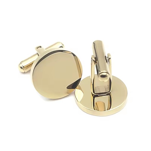 Design Cufflink Round Men Engraved Custom Logo French Cuff Shirt Gold Stainless Steel Cuff Link Set Ddp Air Jewelry for Wedding