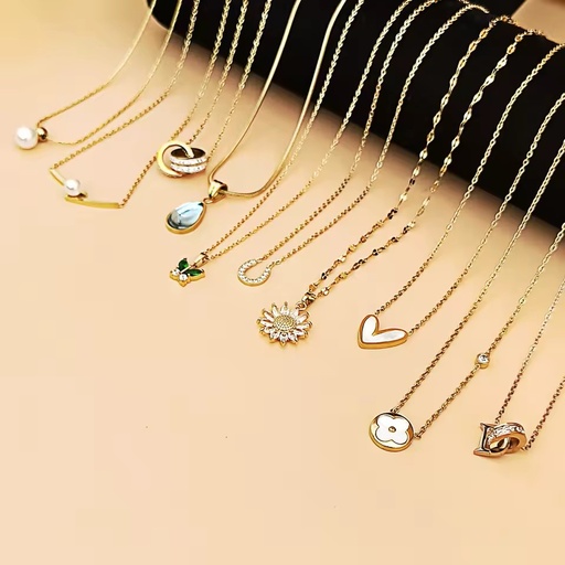 Waterproof Stainless Steel Custom Necklace for Women Opal 18k PVD Gold Plated Gioielli in Acciaio Inossidabile Pendant Jewelry
