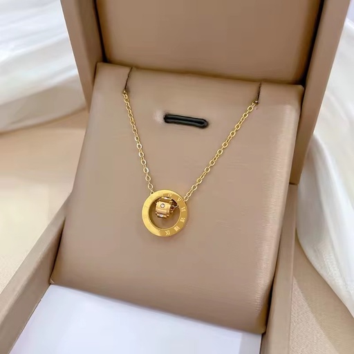 Wholesale Custom Design Jewelry 3D Stainless Steel PVD 18k Gold Gemstone Halskette Jewellery Engraved Necklace for Women Smykker