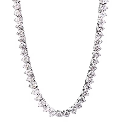 4MM Round Tennis Chain Necklace Set Jewelry Fashionable Cubic Zircon Non-Flip-over Silver Plated Tennis Chain Necklace for Women