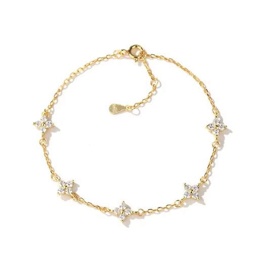 Friendship Moissanite CZ Bracelet 925 Silver Silver Joyeria Plata Custom Fine Chain Jewelry Link Women Four Leaf Clover Bracelet