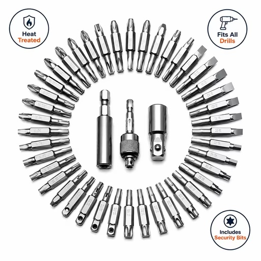 208 Pcs Security Bit Set Professional Heat Treated Screwdriver Bit Set with 1/4" Hex Shank for Power Drills
