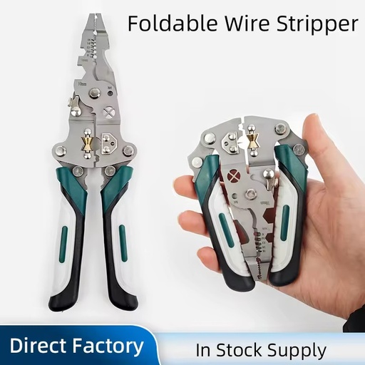 Foldable Wire Stripper Multi-Function Large Opening Shear Adjustable Winding Belt Carbon Steel Metric