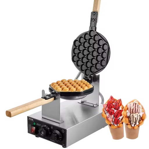 Commercial Bubble Waffle Maker 1400W Non-Stick Electric With Timer For Large Batch Baking