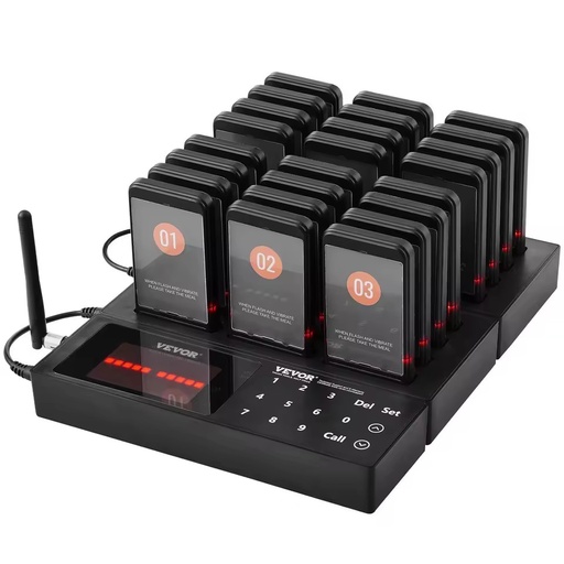 Wireless Restaurant Pager System Model D0100HADQ57 24 Beepers 400m Range Guest Calling Service