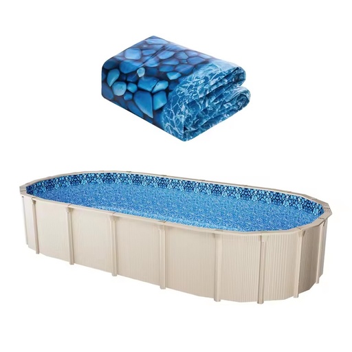 Durable 18x33ft Oval Unibead Style Pool Liner 52in Wall Height Realistic Stone Water Ripple Design Model D0100XUYYEU
