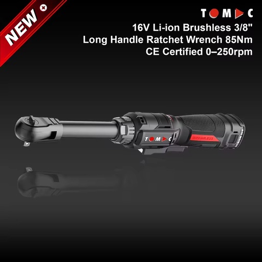 Pro 16V Li-ion Brushless 3/8" Long Handle Cordless Ratchet Wrench 85Nm CE Certified Auto Repair/Assembly
