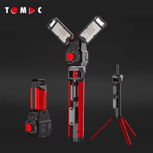 7000 Lumen 18V LED Work Light, Tripod Stand Compatible for Makita DeWalt Milwaukee Bosch Metabo Stanley Battery