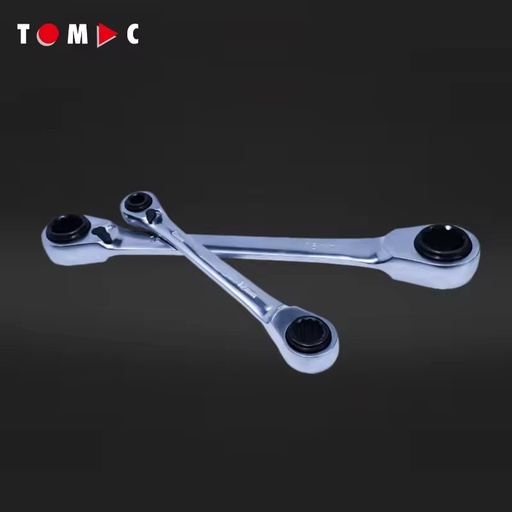 2pcs 4-in-1 72T Double Box End (8-10-12-13 mm & 16-17-18-19 Mm) Reversible Ratchet Wrench Set Socket Wrench Set