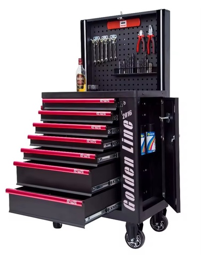 Custom-Size Iron Tool Boxes and Storage Cabinets with Iron Hand Tool Sets Garage Roller Cabinet Trolley Black/Red Power Coated