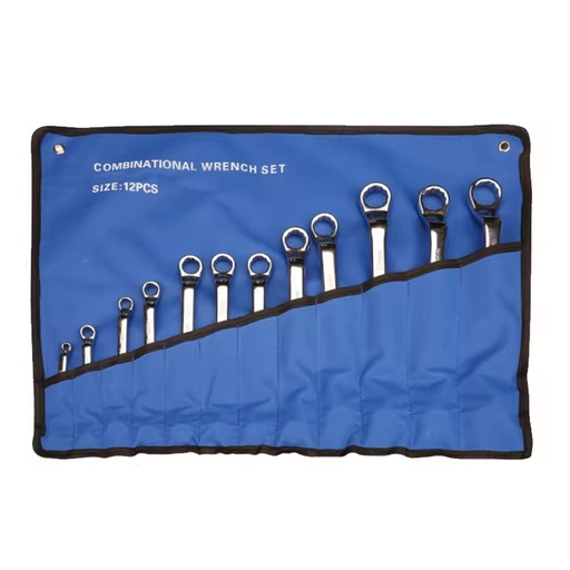 12 Pieces Mirror-finish Repair Tool Double Offset Box End Wrench Double Ended Ring Spanner Set