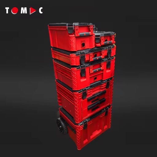Professional Heavy Duty Modular Stackable Tool Box System 7 in 1 Waterproof Workshop Storage with Telescopic Handle