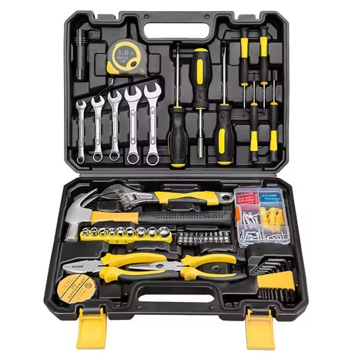 88 Pcs Hand Operated High Carbon Steel Tool Kit with Hard Case for Home Auto Car Repair Hammer Pliers Screwdriver Wrench Socket