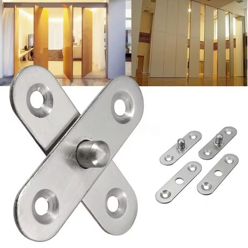 1 Set Stainless Steel 360 Degree Rotating Door Pivot Hinges for Kitchen Cabinets Furniture Packed in Bag