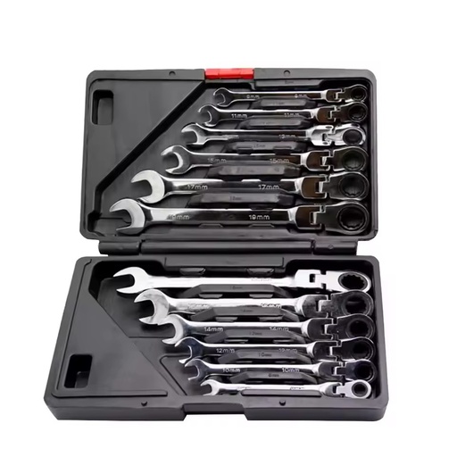 12pcs Set Flex-Head 72 Teeth Ratchet Wrench Chrome Vanadium Steel Industrial Grade DIY Socket Wrench for Repairing Boxed