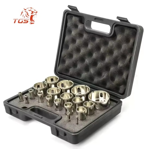TGS 19-Piece Drill Bit Set Diamond Coated for Tile Marble Glass Granite Ceramic Hole Saw 6mm-60mm