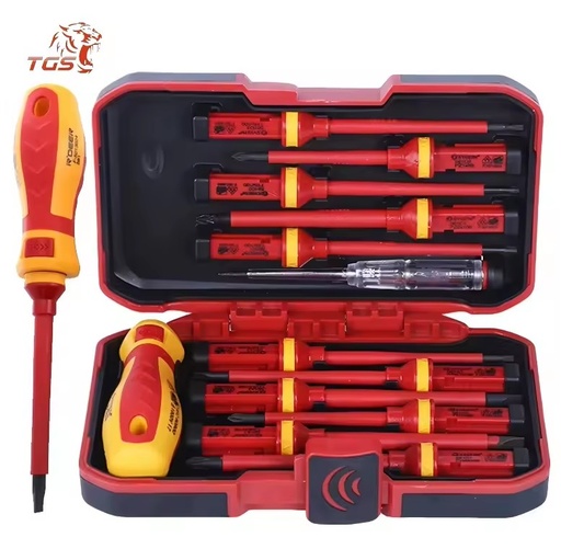 TGS 13-Piece GS Insulated Hand Screwdriver Set 1000V Slotted Phillips Bits Box Durable Sander Household OEM