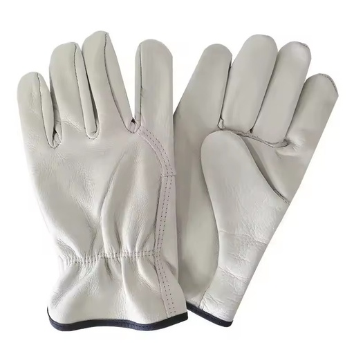 High Quality Sheepskin White Anti-Slip & Wear-Resistant Safety Gloves for Men-Work Garden Driver Use (Sizes S/M/L/XL)