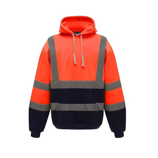 Reflective Shirt Workwear with Black Bottom Customizable Logo Hi Vis Safety Fleece Zip Hoodie