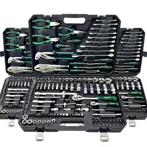 131pcs Carbon Steel Repairing Toolbox Set with Wrench Level Tape Measure-for Home & Workshop Use Socket Tool Set