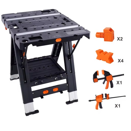 Multifunctional Folding Workbench Portable Foldable Work Table Plastic Aluminium Top for Garage Workshop